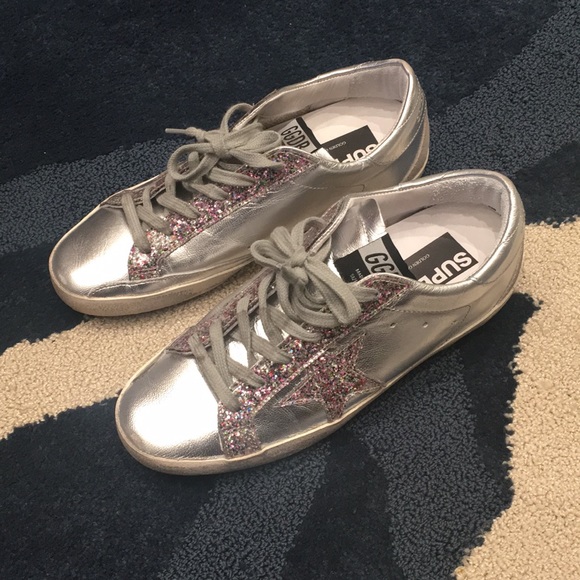 golden goose superstar metallic sneaker